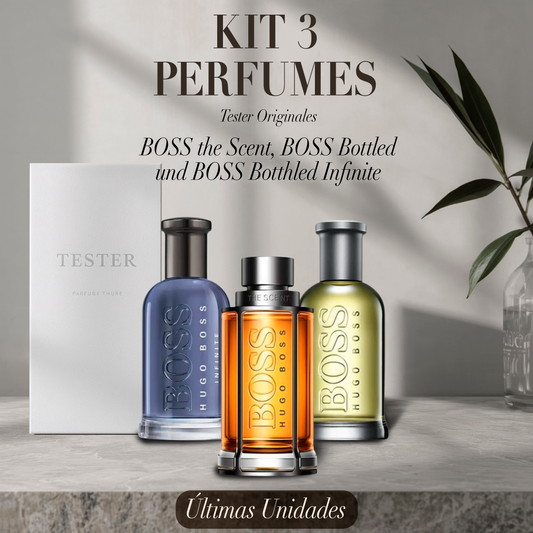 Paquete de 3 perfumes: BOSS THE SCENT, BOSS BOTTLED und BOSS BOTTLED INFINITE – Tester Original 100ml